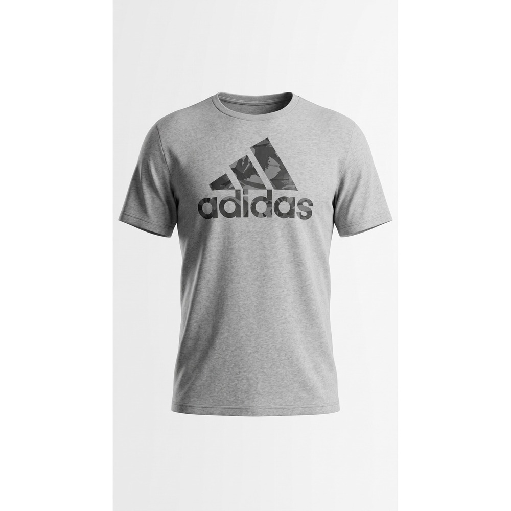 Adidas Womens 2XL Heather Gray Camo Logo Graphic Short Sleeve T-Shirt